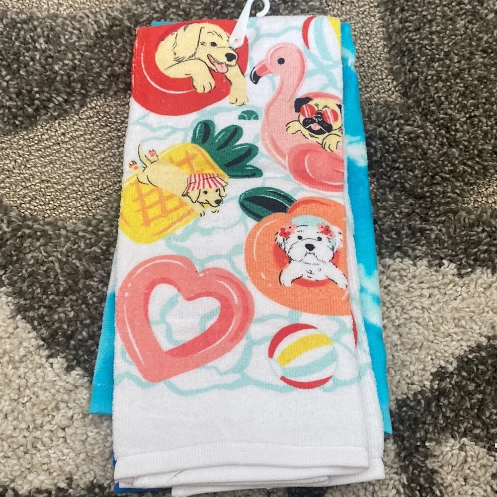 New Kohl's Celebrate Together Summer Dog Kitchen Towels 2-Pack